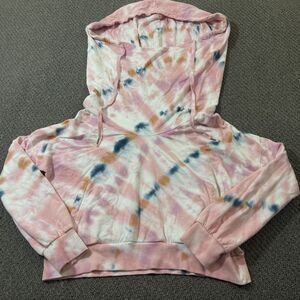 Young Fabulous & Broke Hoodie Womens Size Medium M Pink Tie Dye Cropped Pullover